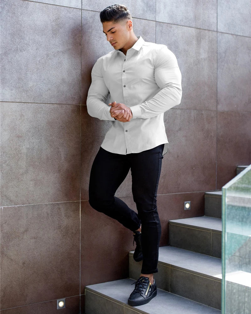 Men's Slim Fit Long Sleeve Button-Down Shirt