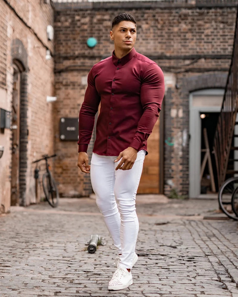 Men's Slim Fit Long Sleeve Button-Down Shirt