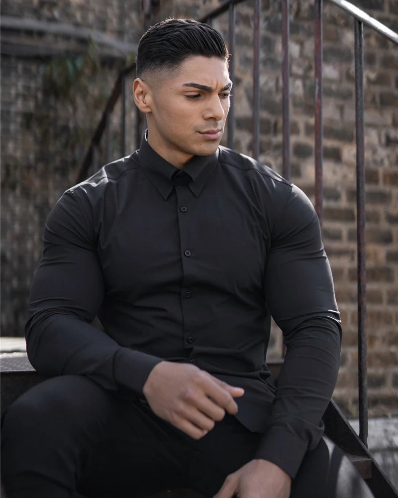 Men's Slim Fit Long Sleeve Button-Down Shirt