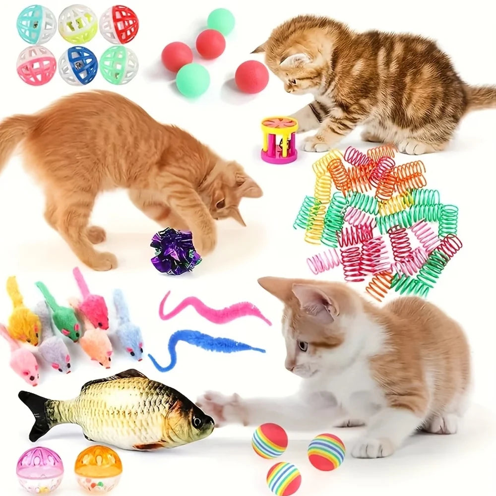 Cat Toys Variety Pack for 20/40 Pieces Combination of Various Plastic Toys and Plush Toys Suitable for Multiple Cats To Play