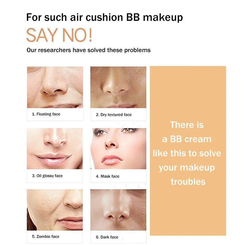 Air Cushion BB Cream Moisturizing Foundation Concealer Whitening Oil-control Waterproof Butterfly Powder Puff Makeup Cosmetics