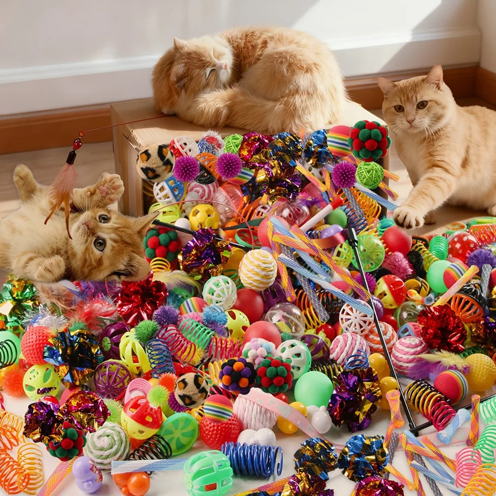 Cat Toys Variety Pack for 20/40 Pieces Combination of Various Plastic Toys and Plush Toys Suitable for Multiple Cats To Play