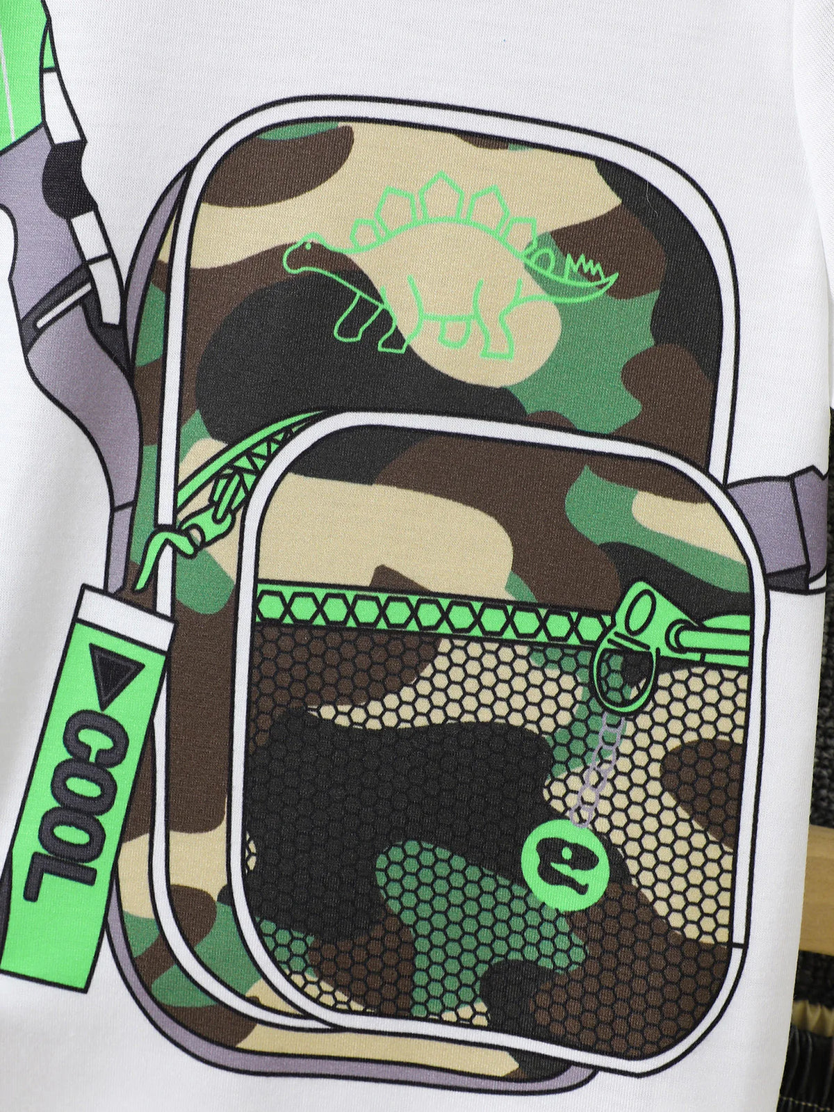 Boys Summer Clothing Set 2Pcs Breathable Fake Bag Print Short Sleeve T-Shirt and Camouflage Shorts Kids Casual Tracksuit Outfits