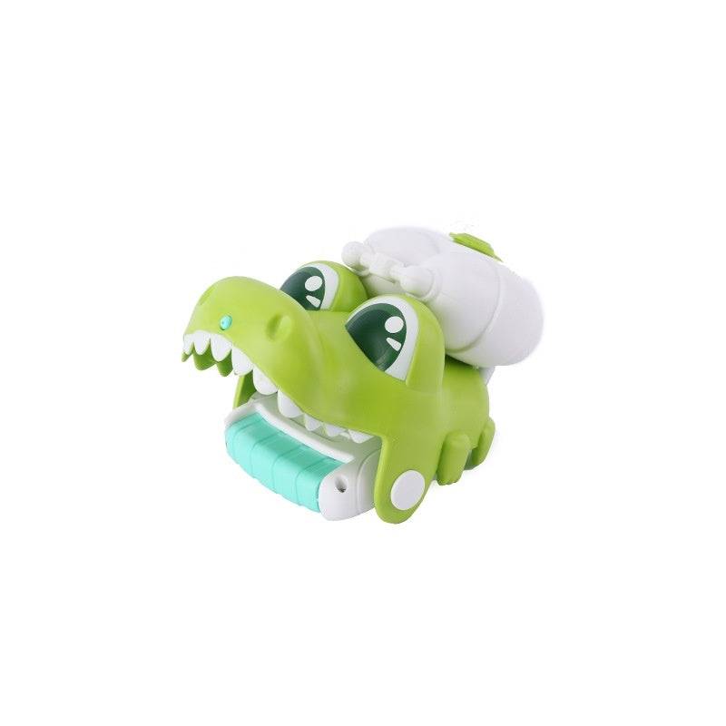 Animal Wrist Water Gun in bright green crocodile style with cartoon eyes, white teeth and a turquoise mouthpiece