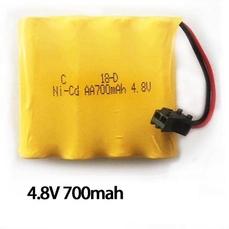High-Speed RC Off-Road Drift Car battery, yellow 4.8V 700mAh rechargeable pack with red and black wire connector