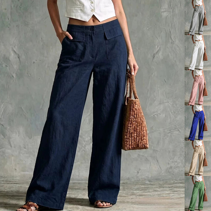 Elastic Waist Loose Fit Casual Trousers