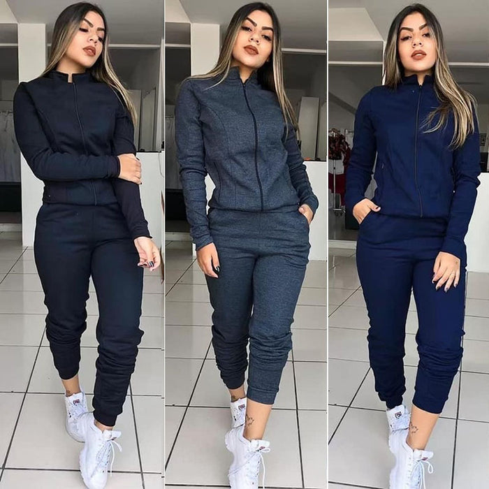 Long Sleeve Two-Piece Fitness Pants Suit