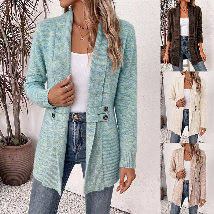 Double-Breasted Button Detail Wool Cardigan