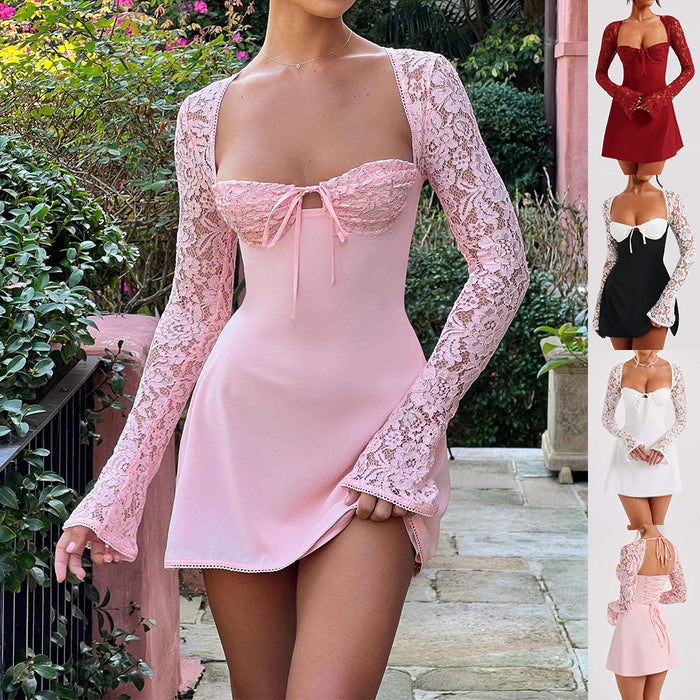Y2K Lace Corset Backless Lace-Up Dress