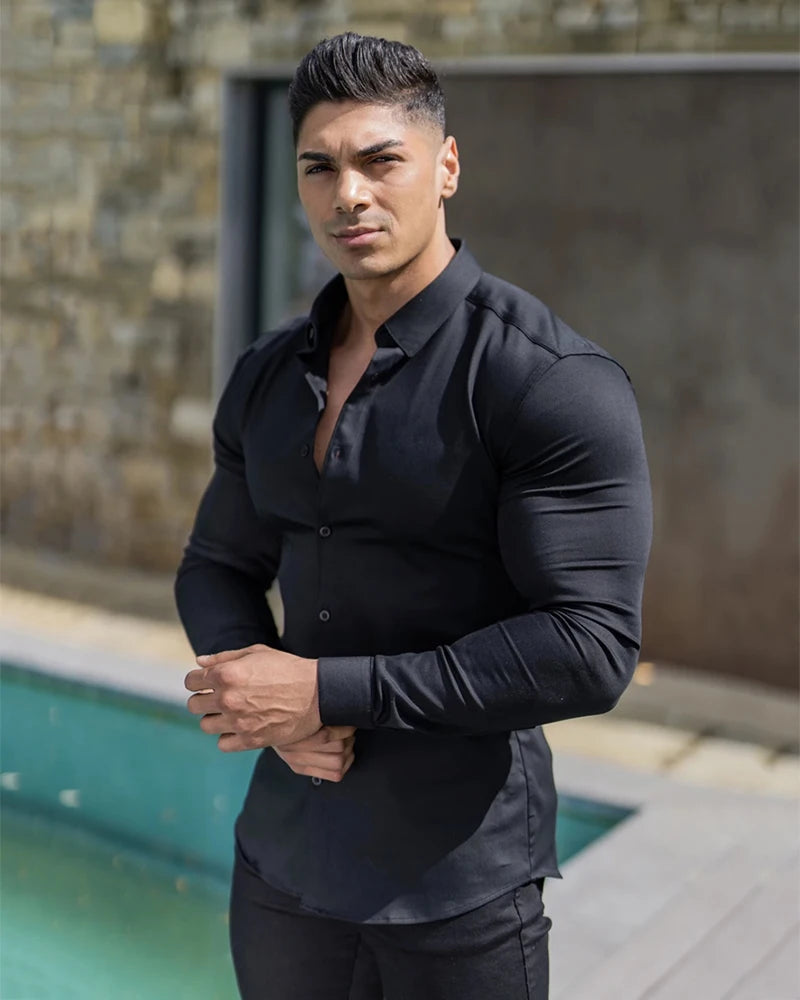 Men's Slim Fit Long Sleeve Button-Down Shirt