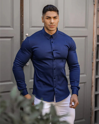 Men's Slim Fit Long Sleeve Button-Down Shirt