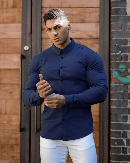 Men's Slim Fit Long Sleeve Button-Down Shirt