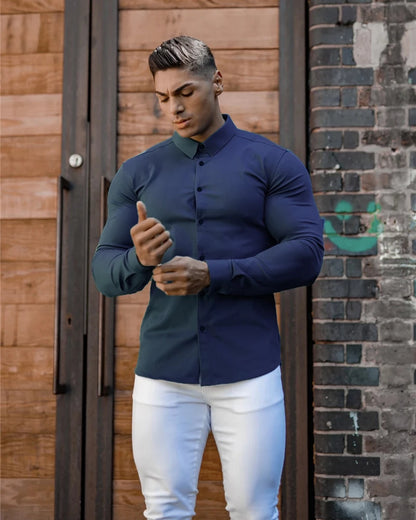 Men's Slim Fit Long Sleeve Button-Down Shirt