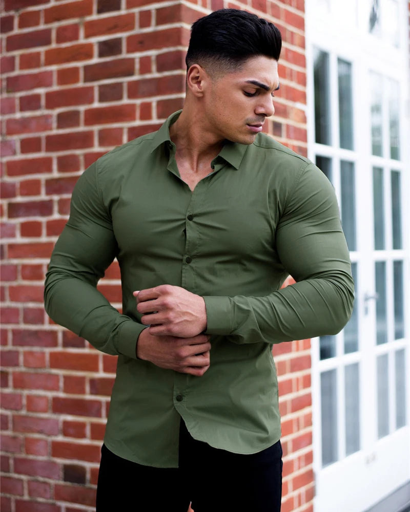 Men's Slim Fit Long Sleeve Button-Down Shirt