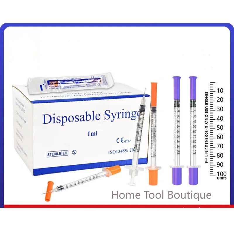 100pcs/lot 1ml 0.5ml 0.3ml 29G 30G 31G Disposable Plastic Veterinary Syringe With Needles Pet Animal Dog Cat Syringe