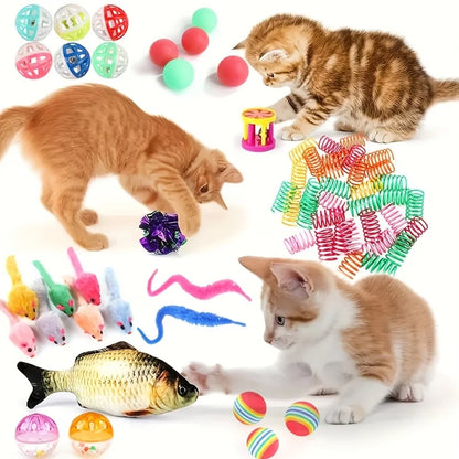Cat Toys Variety Pack for 20/40 Pieces Combination of Various Plastic Toys and Plush Toys Suitable for Multiple Cats To Play
