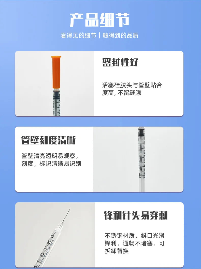 100pcs/lot 1ml 0.5ml 0.3ml 29G 30G 31G Disposable Plastic Veterinary Syringe With Needles Pet Animal Dog Cat Syringe