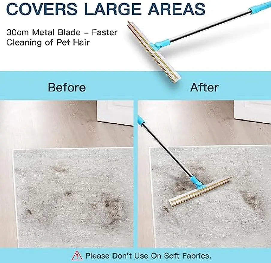 3Pcs Pet Hair Remover Set – Carpet Rake with Telescopic Handle for Dogs & Cats