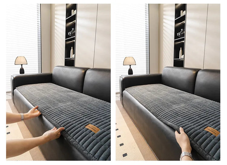 Flannel Sofa Cover – Thickened Non-Slip Couch Protector, Cat Scratch Resistant