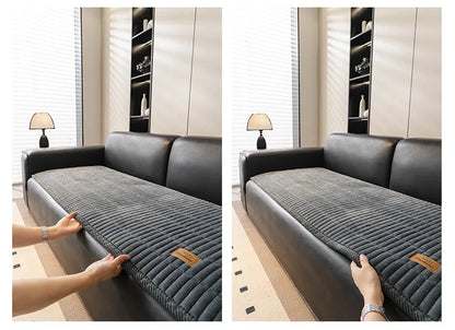 Flannel Sofa Cover – Thickened Non-Slip Couch Protector, Cat Scratch Resistant