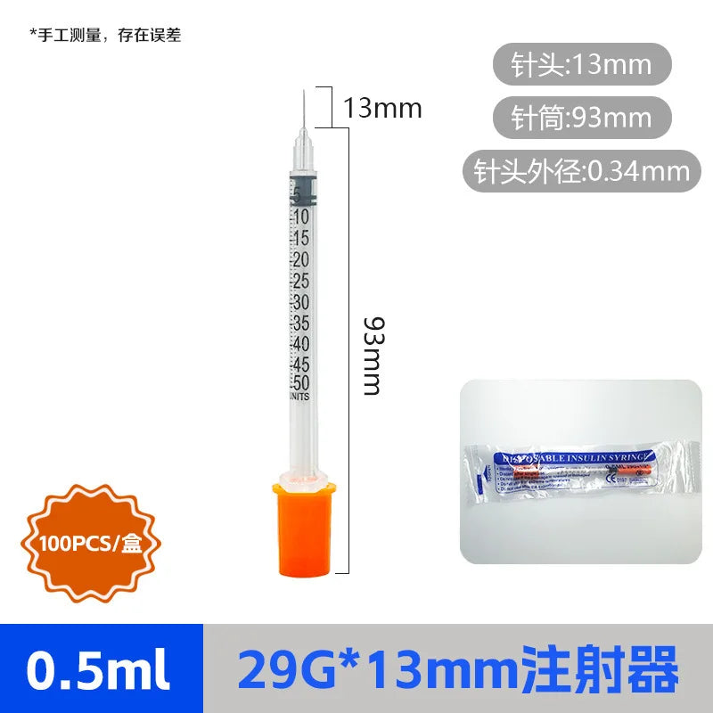 100pcs/lot 1ml 0.5ml 0.3ml 29G 30G 31G Disposable Plastic Veterinary Syringe With Needles Pet Animal Dog Cat Syringe