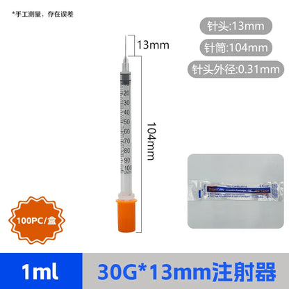 100pcs/lot 1ml 0.5ml 0.3ml 29G 30G 31G Disposable Plastic Veterinary Syringe With Needles Pet Animal Dog Cat Syringe