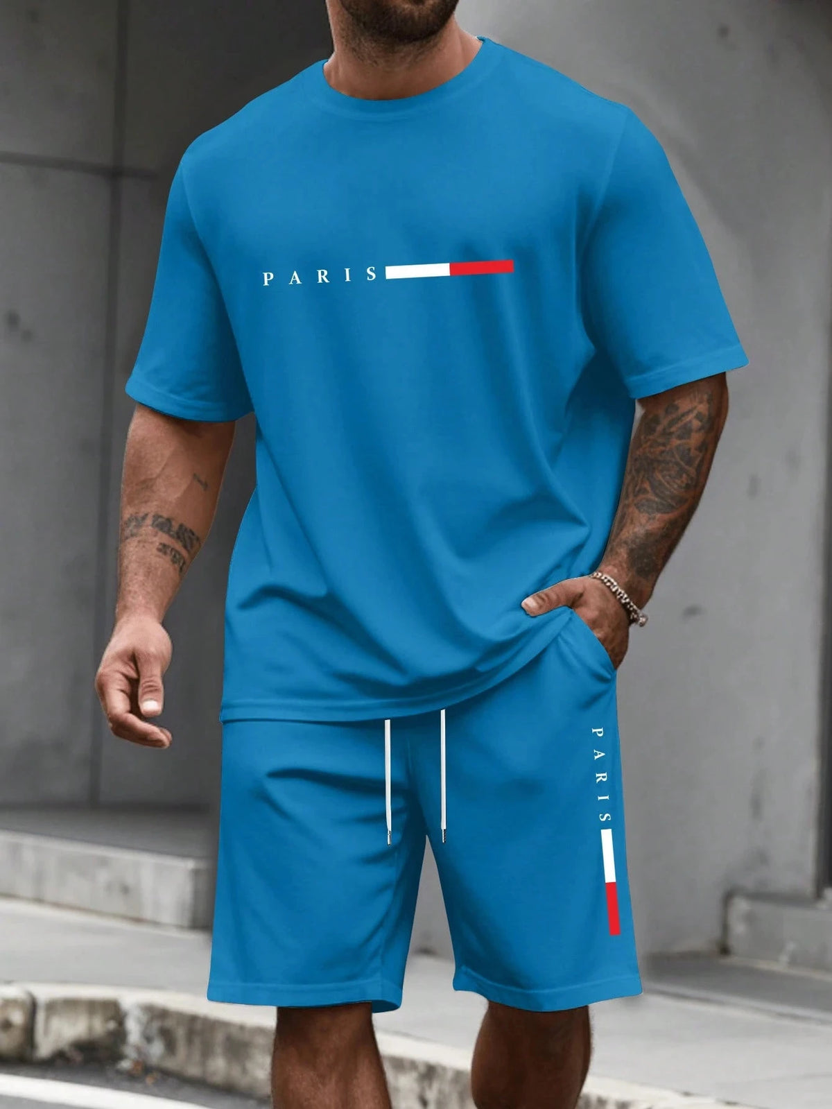 Men's Tracksuit 2 Piece O-neck Short Sleeve Shirt Shorts Set Men's Running Suit Plus Size T shirts Man Clothing Summer T-shirt