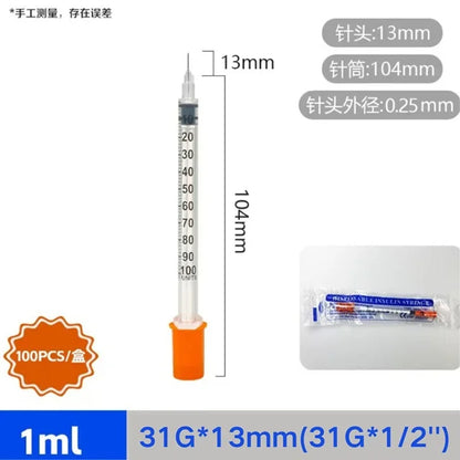100pcs/lot 1ml 0.5ml 0.3ml 29G 30G 31G Disposable Plastic Veterinary Syringe With Needles Pet Animal Dog Cat Syringe
