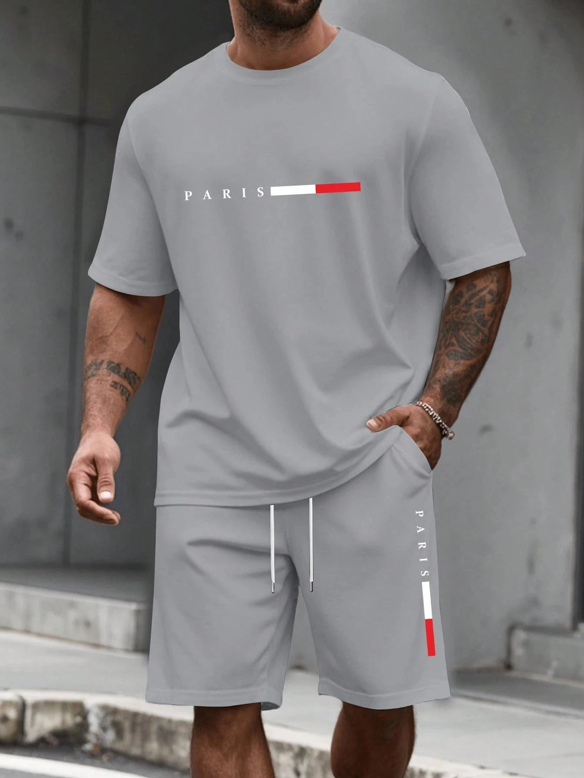 Men's Tracksuit 2 Piece O-neck Short Sleeve Shirt Shorts Set Men's Running Suit Plus Size T shirts Man Clothing Summer T-shirt