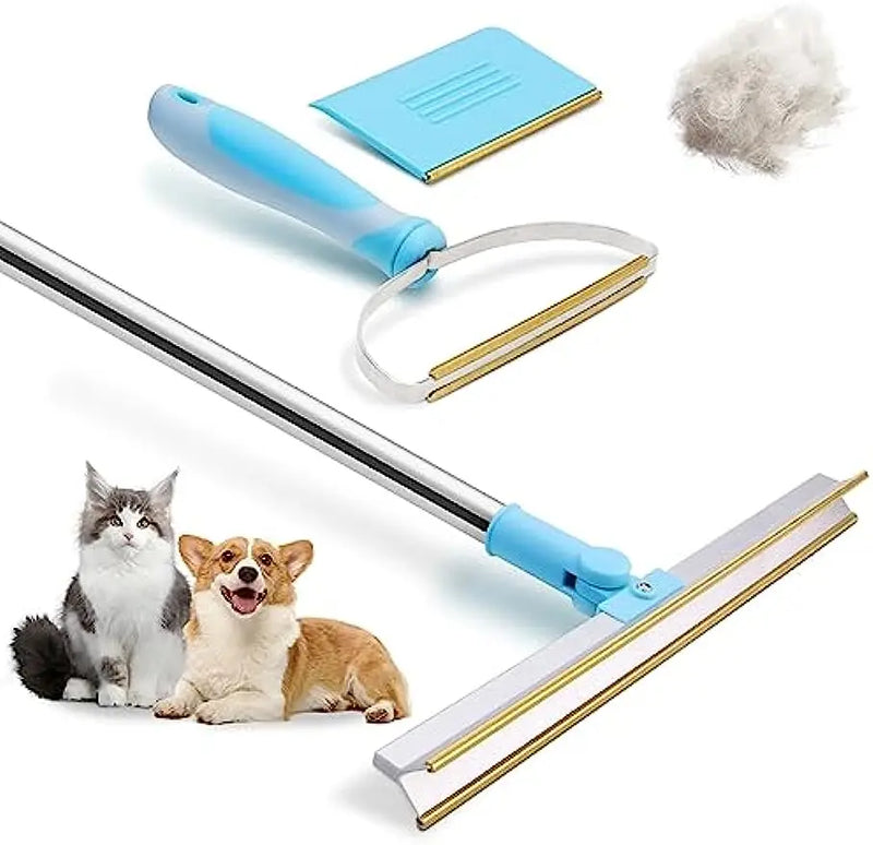 3Pcs Pet Hair Remover Set – Carpet Rake with Telescopic Handle for Dogs & Cats