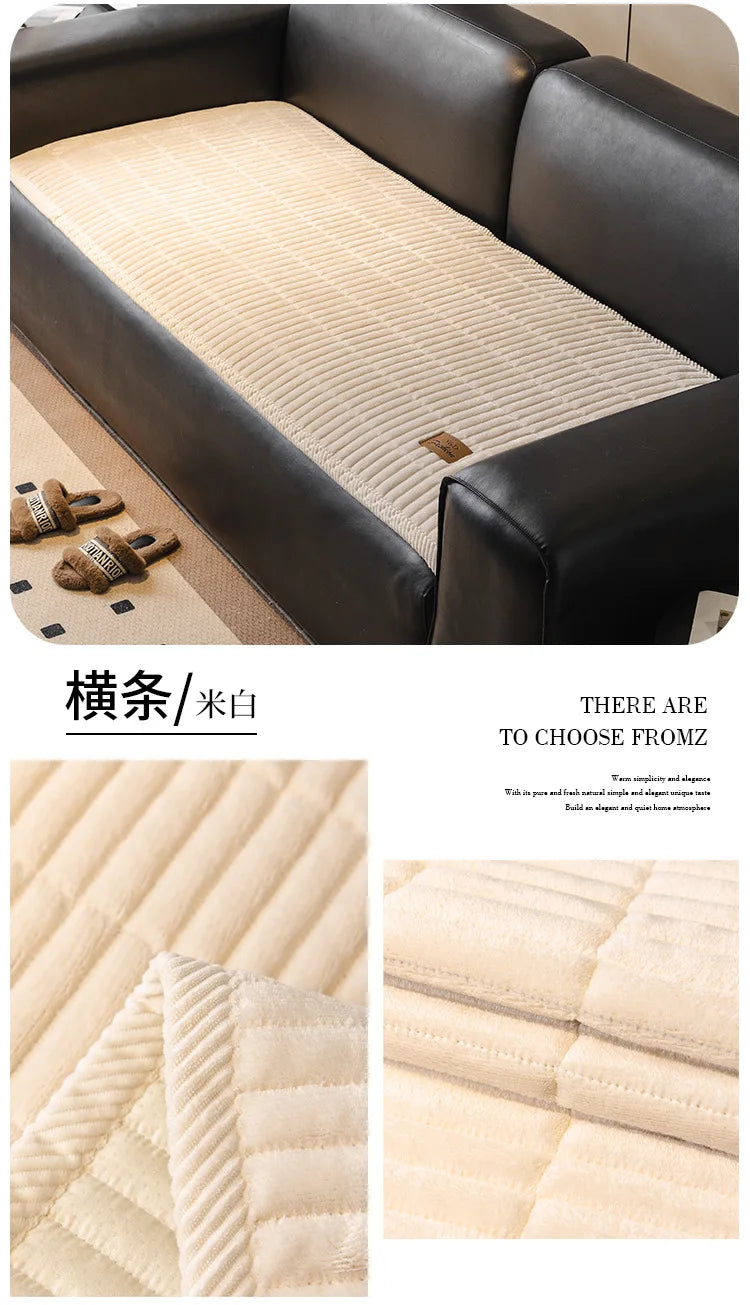 Flannel Sofa Cover – Thickened Non-Slip Couch Protector, Cat Scratch Resistant