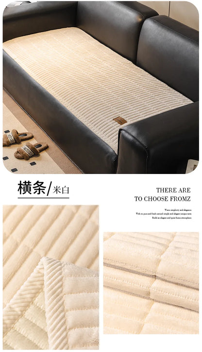 Flannel Sofa Cover – Thickened Non-Slip Couch Protector, Cat Scratch Resistant