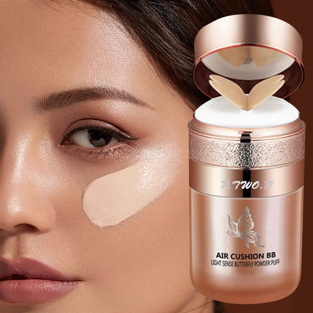 Air Cushion BB Cream Moisturizing Foundation Concealer Whitening Oil-control Waterproof Butterfly Powder Puff  Makeup Cosmetics