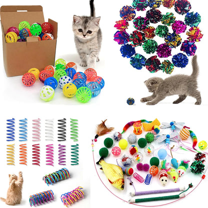 Cat Toys Variety Pack for 20/40 Pieces Combination of Various Plastic Toys and Plush Toys Suitable for Multiple Cats To Play