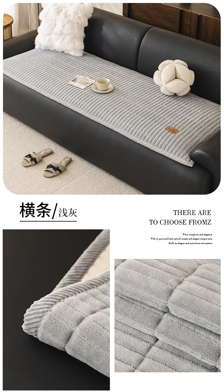 Flannel Sofa Cover – Thickened Non-Slip Couch Protector, Cat Scratch Resistant