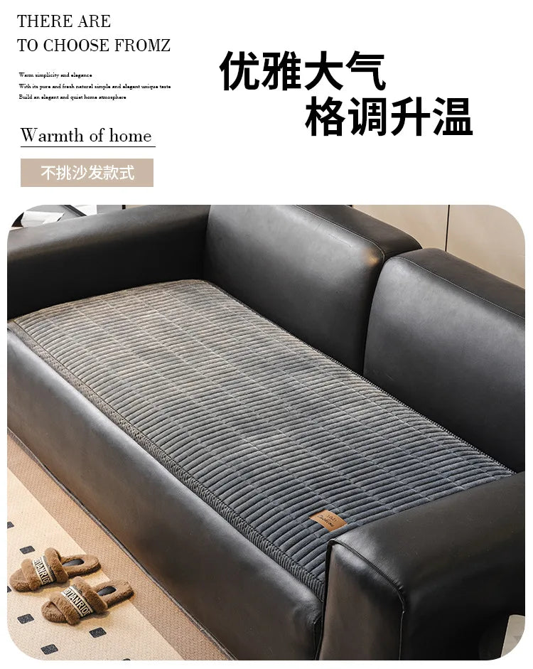 Flannel Sofa Cover – Thickened Non-Slip Couch Protector, Cat Scratch Resistant