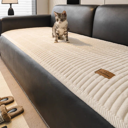 Flannel Sofa Cover – Thickened Non-Slip Couch Protector, Cat Scratch Resistant