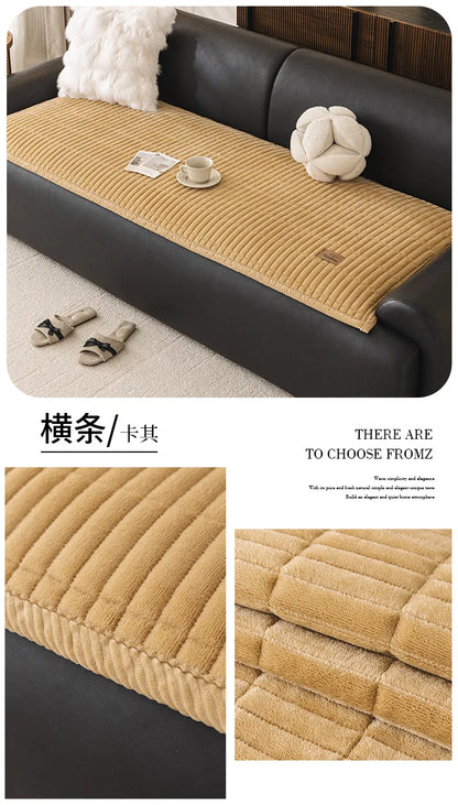 Flannel Sofa Cover – Thickened Non-Slip Couch Protector, Cat Scratch Resistant