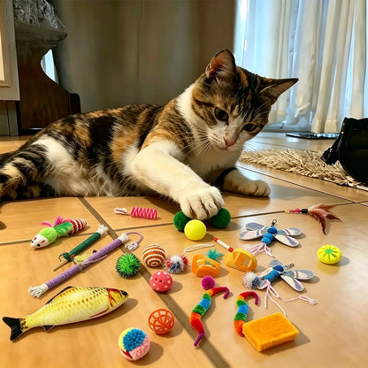 Cat Toys Variety Pack for 20/40 Pieces Combination of Various Plastic Toys and Plush Toys Suitable for Multiple Cats To Play