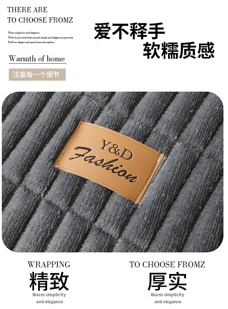 Flannel Sofa Cover – Thickened Non-Slip Couch Protector, Cat Scratch Resistant