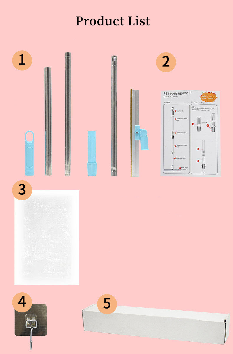 3Pcs Pet Hair Remover Set – Carpet Rake with Telescopic Handle for Dogs & Cats