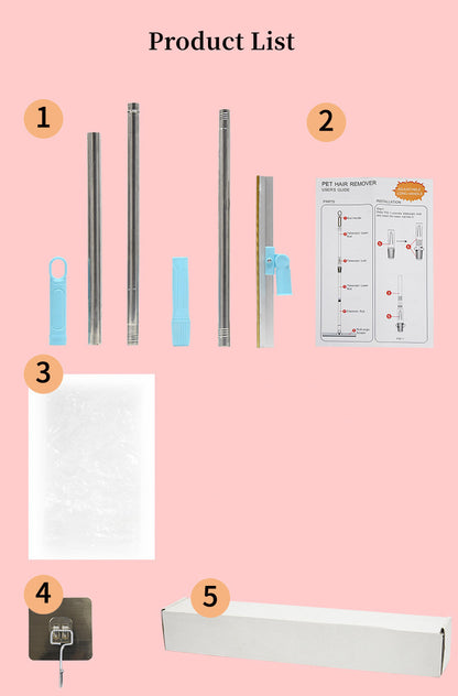 3Pcs Pet Hair Remover Set – Carpet Rake with Telescopic Handle for Dogs & Cats