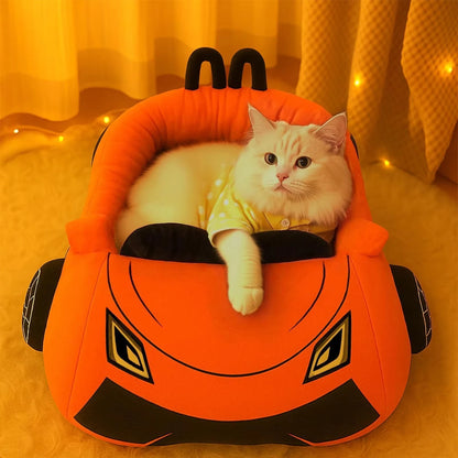 Cute Cat Bed – Soft Cozy Washable Pet Bed with Pillow for Cats & Small Dogs