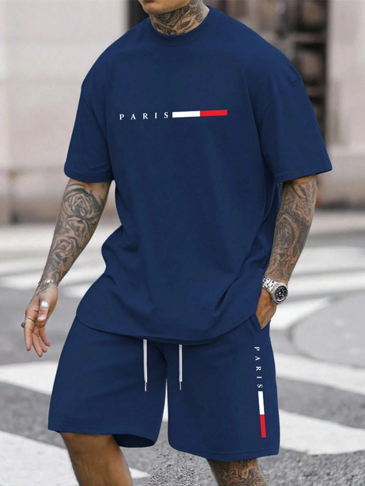 Men's Tracksuit 2 Piece O-neck Short Sleeve Shirt Shorts Set Men's Running Suit Plus Size T shirts Man Clothing Summer T-shirt