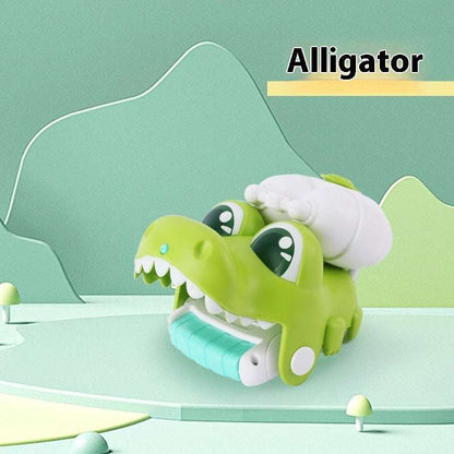 Animal Wrist Water Gun in bright green alligator design, with large cartoon eyes, white teeth and a turquoise nozzle