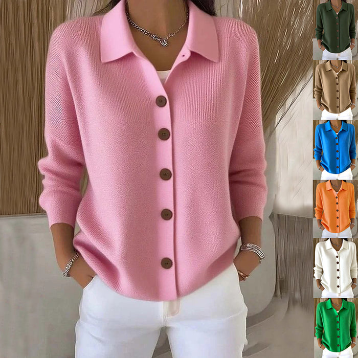 Knitted Lapel Button-Front Cardigan Coat