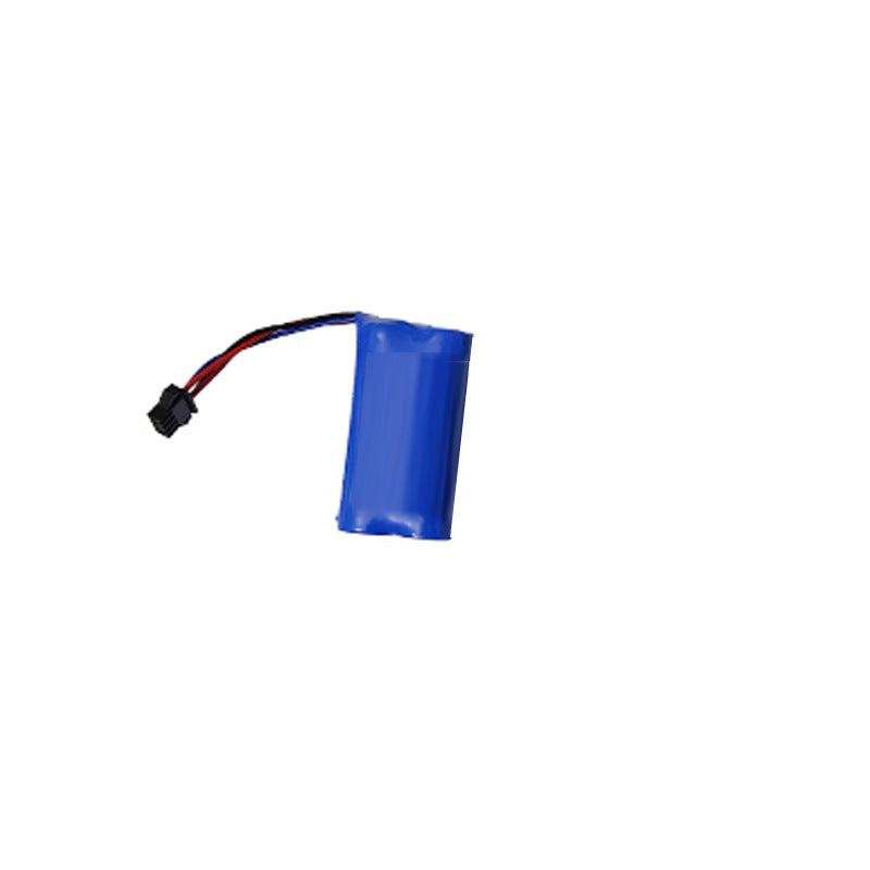 Electric Shark Water Gun replacement battery with a bright blue plastic casing and attached black connector wires